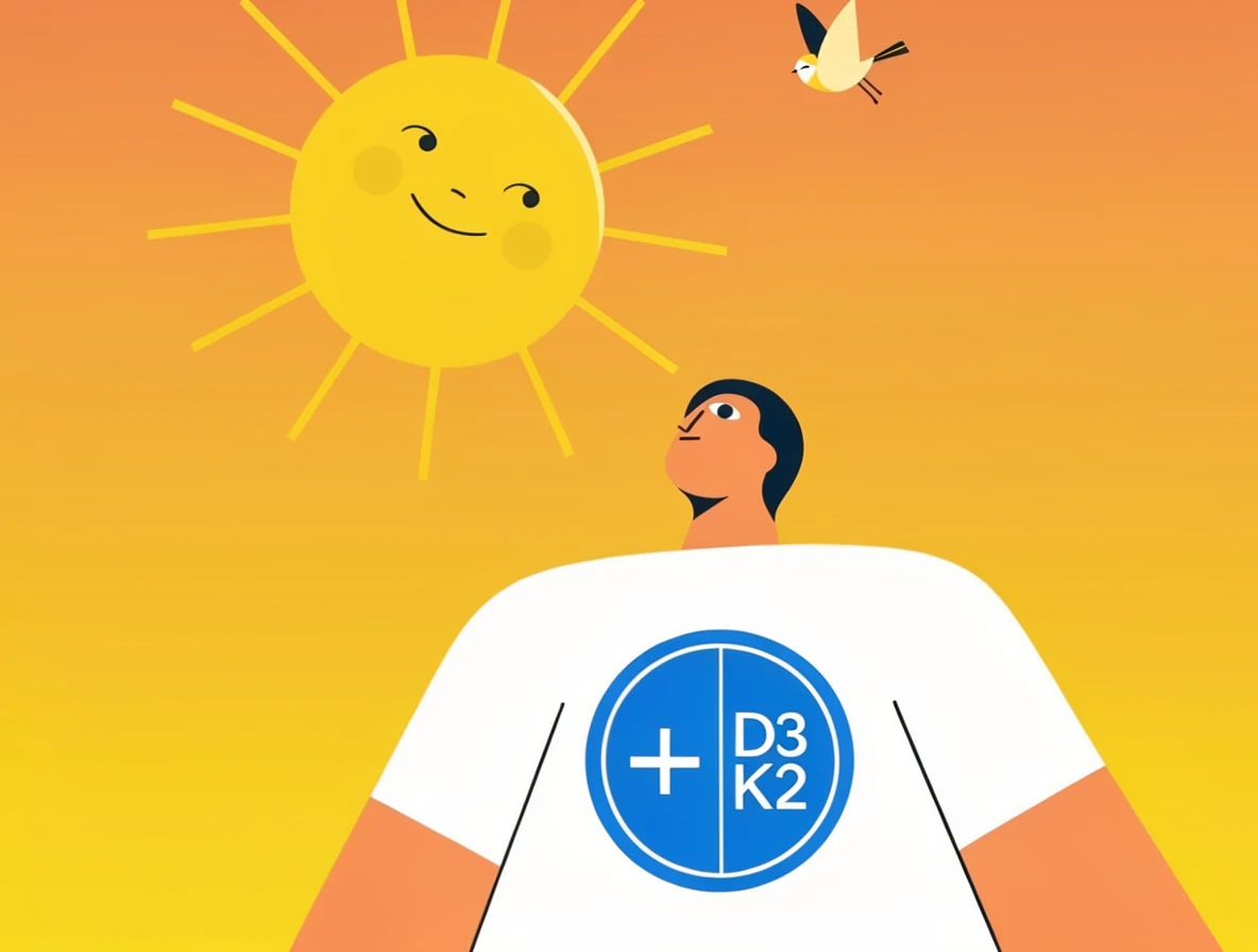 Illustration showing how vitamin D3, K2, magnesium, and zinc support bone health together