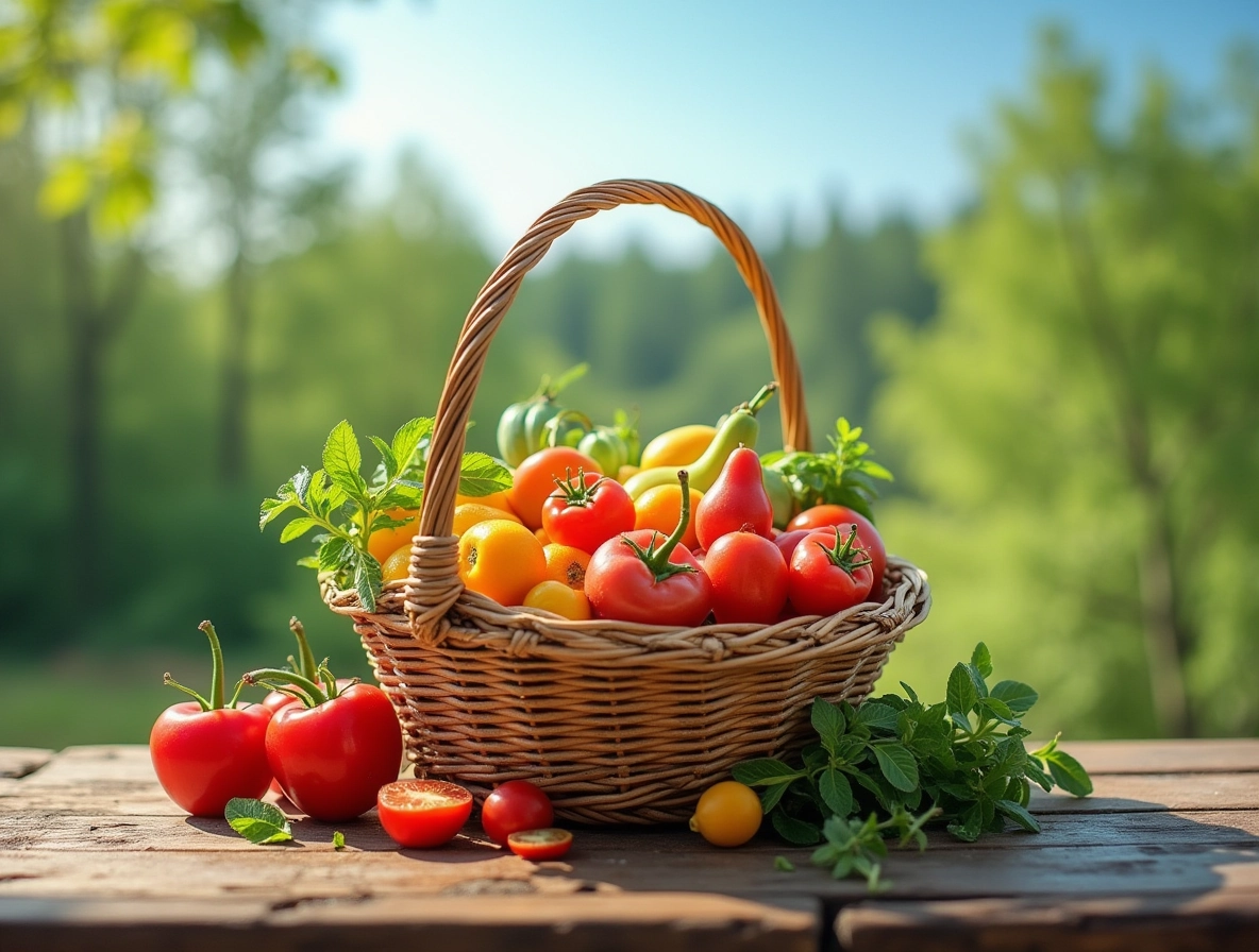 Image showcasing a basket of vitamin-rich foods.
